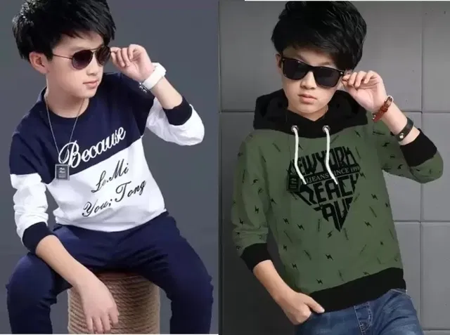 Cotton Blend Printed T-Shirts for Boys (Multicolor, 13-14 Years) (Pack of 2)
