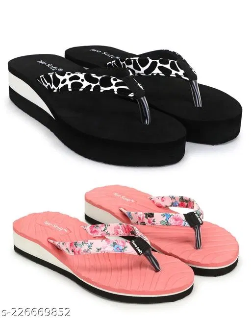 EVA Flip-flops for Women (Black, 7) Pack of 2