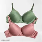 Cotton Solid Bra for Women & Girls, Multicolour, Pack of 2 