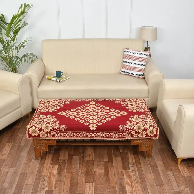 Jute Printed Table Cloth (Maroon, 40x60 inches)