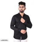 Cotton Blend Solid Shirt for Men, Black 