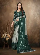 Art Silk Printed Saree for Women, Green 