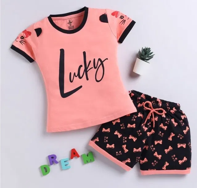 Hosiery Clothing Set for Kids (Pink, 1-2 Years)