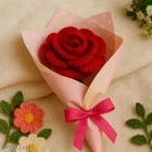 Crochet Artificial Flower Bouquet for Gift for Women 