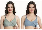 Cotton Blend Solid Non Padded Feeding Bras for Women (Multicolor, 30C) (Pack of 2)