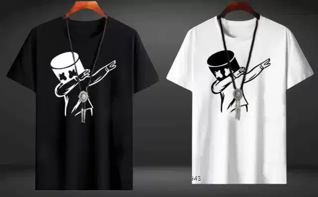 Half Sleeves Printed T-Shirt for Men (Pack of 2) (Multicolor,M)