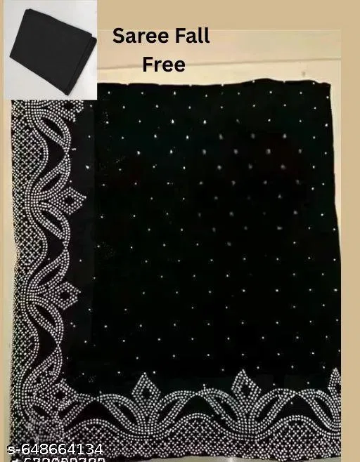 Georgette Saree for Women, Black (5.5 M)
