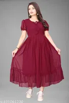 Fit and Flare Georgette Dress for Women 