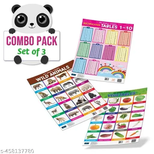 Bookford Publications My small chart Wild Animals, Vegetables & Tables (Set of 3)