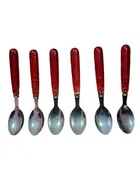 Stainless Steel Spoons with Plastic Handle (Multicolor, Pack of 6)