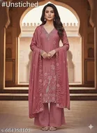 Silk Blend Embroidered Punjabi/All Over Suits for Women 