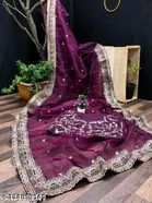 Georgette Saree for Women, Purple 