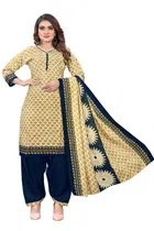 Cotton Blend Floral Kurti with Pant & Dupatta for Women 