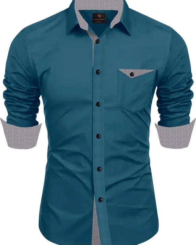 Full Sleeves Shirt for Men (Teal, XXL)