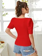 Sweetheart Neck Solid Top for Women 