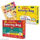 Super Cute Toddlers Activity Bag + Super Cute Coloring Bag + Fill in Color Hindi Varnamala Book 