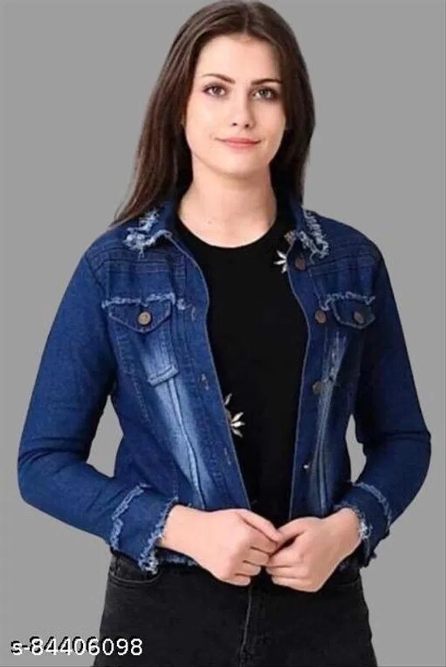 Denim Jacket for Women (Blue, L)