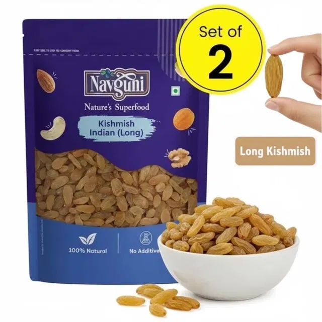 नवगुनि किशमिश इंडियन (लॉन्ग) 2X200 g (पैक ऑफ़ 2)