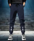 Polyblend Printed Trackpants for Men, Navy Blue & Black, Pack of 2 