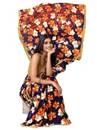 SVB फ्लोरल प्रिंटेड साड़ी फॉर वीमेन 