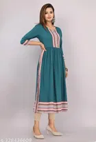 Naira Cut Rayon Embroidered Kurti for Women 
