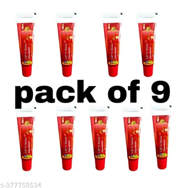 Lip N Sine Strawberry Lip Balm (10 g, Pack of 9)