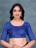 Art Silk Printed Saree for Women, Navy Blue 
