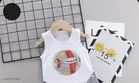 Hosiery Cotton Printed Clothing Set for Kids, White 