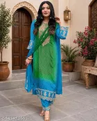 Salwar Suit With Print Embroidery and Dupatta for Women 
