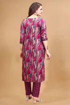 Cotton Rayon Printed Kurta with Pant for Women 