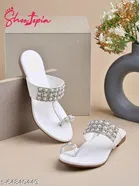 Embellished Synthetic One-Toe Flats for Women 