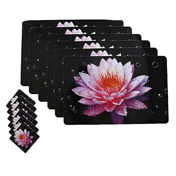 PVC Placemats for Dining Table (Multicolor, Pack of 6)