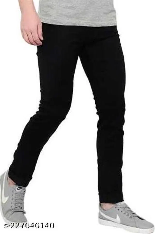 Denim Slim Fit Jeans for Men (Black, 32)