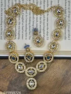 Premium Quality Kundan Necklace Set for Women, Golden