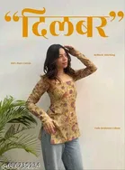 Rayon Printed Short Kurti for Women, Brown 