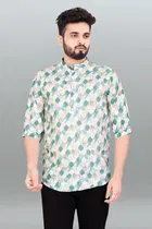 Cotton Blend Printed Kurta for Men 