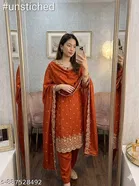 Vichitra Silk Punjabi/All Over Suits for Women 