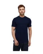 Poly Blend Solid T-Shirt for Men, Navy Blue 