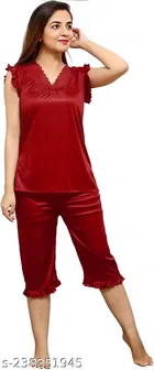 Satin Nightsuit Set for Women 