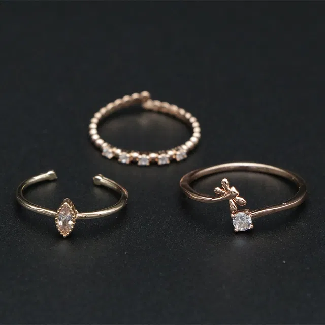 Gold Plated Rings for Women (Gold, Set of 3)