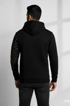 Fleece Printed Hoodie for Men ,Black 