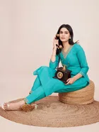 Cotton Blend Self Design Kurta with Pant for Women 