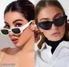 Squar & Cat Eye UV Protected Women Sunglasses, Black & White, Pack of 2