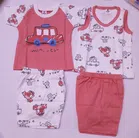 Cotton Blend Printed Clothing Set for Infants (Pink & White, 0-6 Months) (Set of 2)