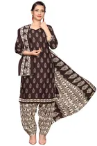Cotton Blend Floral Kurti with Pant & Dupatta for Women 