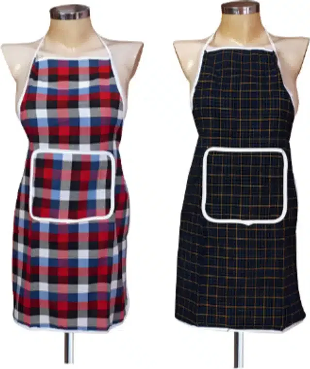 Cotton Kitchen Aprons (Multicolor, Pack of 2)