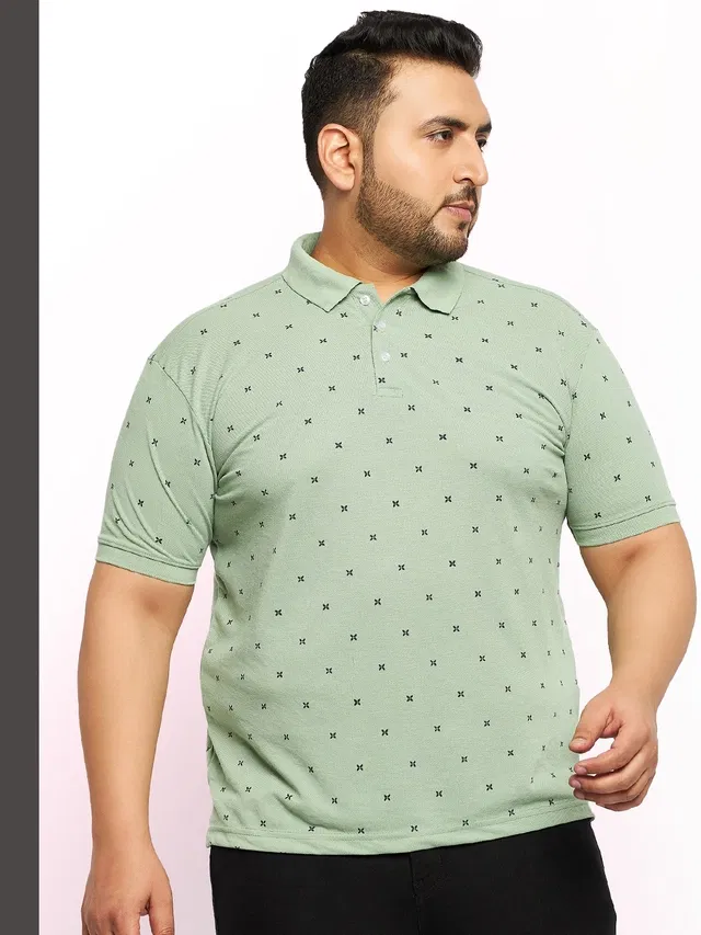 Printed Polo T-shirt for Men (Sea Green, 6XL)