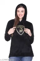 Woolen Full Sleeves Hooded Sweatshirt for Women 