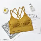 Viscose Spandex Bra for Women, Yellow 