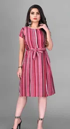 Crepe Stripted Dress for Women 